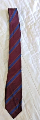 Vintage Celine Paris Men's Tie 57" In Length Maroon & Blue Striped Silk - Image 1 of 2