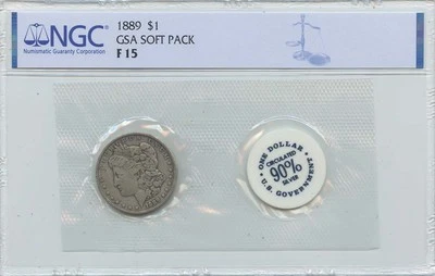1889 Morgan Dollar GSA SOFT PACK S$1 NGC F15 - Image 1 of 2