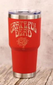 30oz Grateful Dead Laser Engraved Tumbler with Lid. Free Shipping! - Picture 1 of 6