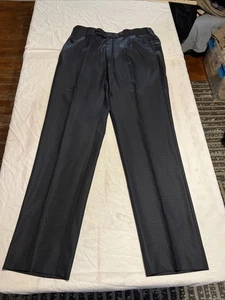 Ermenegildo Zegna Mila Charcoal Gray Wool Windowpane Dress Pants 52R Swiss Made - Picture 1 of 12