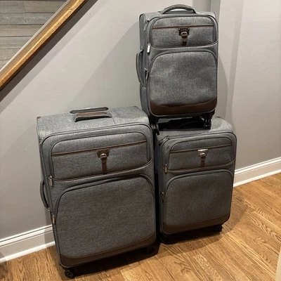 Chaps Saddle Haven Gray Softside Spinner 3 Piece Luggage Set- 20”/25”/30” - Image 1 of 4