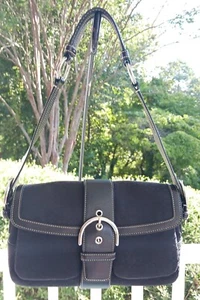 Coach 1463 Vintage schwarz Soho Klappe Y2K Signature C Canvas Schulter/Einkaufstasche - Bild 1 von 16