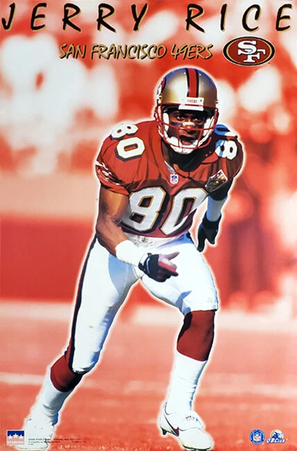 Jerry Rice GO DEEP San Francisco 49ers Vintage 1990s NFL Action 22x34 POSTER - Image 1 of 1