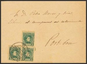Islas Baleares. Historia Postal. SOBRE 242(3). 1901. 5 cts verde, tres sellos. - Imagen 1 de 1