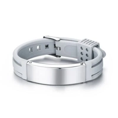 Pulsera Brazalete Aniversario Silicona Acero Inoxidable 15.7mm 17.5+4.5cm Foto 1 de 4