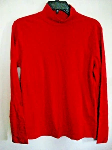 Damen Mock Rollkragen Shirt Gr. Small Rot Baumwolle Neu - Bild 1 von 2