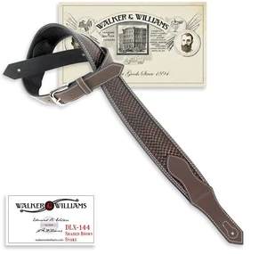 Walker & Williams DLX-144 Burnished Brown Snakeskin Padded Leather Strap - Picture 1 of 6