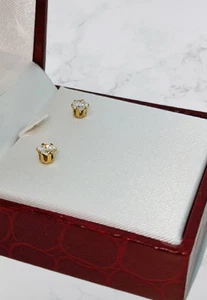 Cubic Zirconia Push Back Basket Setting Earrings - Picture 1 of 9
