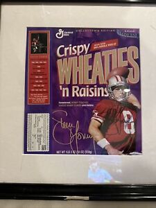 CRISPY WHEATIES BOX WITH SF 49ERS STEVE YOUNG - FLAT BOX Hand Signed NFL Framed