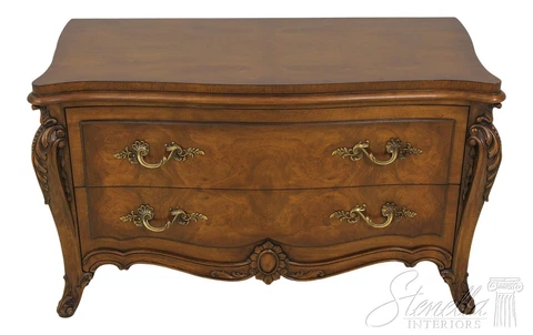L58172EC: KARGES French Louis XV 2 Drawer Walnut Commode Chest Cover