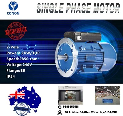 B5 2.2kw 3HP 2850rpm Puede reemplazar Motor Polipasto Molnar Monofásico 240v Eje 24mm Foto 1 de 4