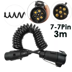Verlängerungskabel Anhänger Spiralkabel 7 polig Stecker 300cm Wohnwagen DHL - Bild 1 von 6
