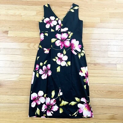 Donna Ricco Black Floral Sleeveless Dress Size 10 - Image 1 of 4