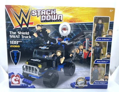 WWE Stackdown Shield SWAT Truck Reigns Rollins Ambrose C3 Construction Playset - Image 1 of 4