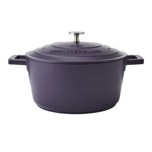 MASTERCLASS CAST ALUMINIUM NON STICK 24CM CASSEROLE DISH 4 LITRE PURPLE - Picture 1 of 10