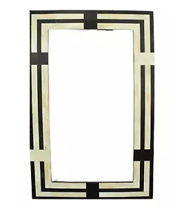 Handmade Bone Inlay Large Mirror in Black and White for Home Decor - Picture 1 of 10