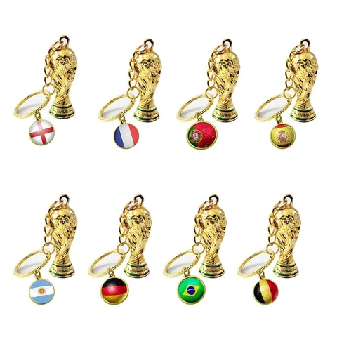 2022 Qatar World Cup Football Souvenirs Cup National Flag Keychain Alloy Keyring Cover