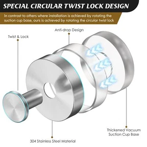 Suction Cup Hooks for Shower2Pcs Shower Hooks for Inside ShowerNo Drill Towel  - Picture 1 of 6