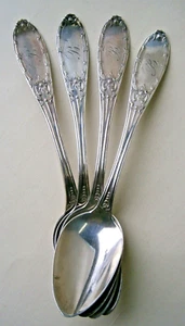 Set of 4 Pure Coin Silver Tablespoon by William Leonard Pitkin (1830-1895) - Picture 1 of 9