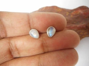 PIERRE de LUNE Sterling Silver 925 Boucles d'oreilles / goujons - 5 x 7 mm - Foto 1 di 5