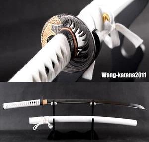 40'' Elegant White Combat Ready T9 Katana Sharp Japanese Samurai Sword No Hamon - Picture 1 of 10