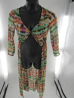 Maxi kimono para mujer tye tye manga larga transparente negro rosa amarillo talla mediana nuevo con etiquetas Foto 1 de 4