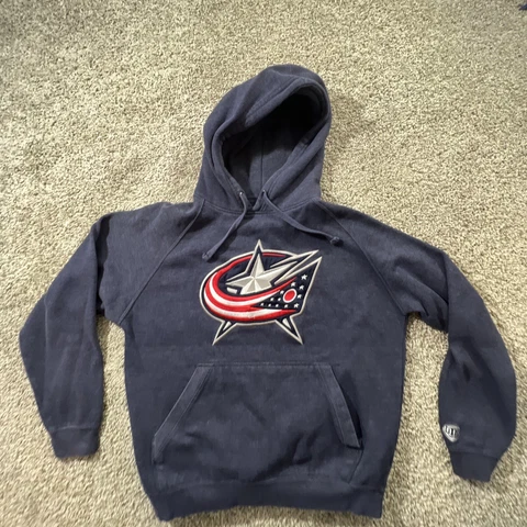 Vintage Columbus Blue Jackets Hoodie Mens Small Sweatshirt NHL Hockey Pullover Cover