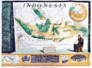 INDONESIA CARTE Rvgd - POSTER HQ 40x60cm d'une AFFICHE VINTAGE - Imagen 1 de 1