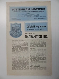 SPURS v SOUTHAMPTON | 1966/1967 | RESERVES | 3 DEC 1966 | UK FREEPOST - Picture 1 of 3