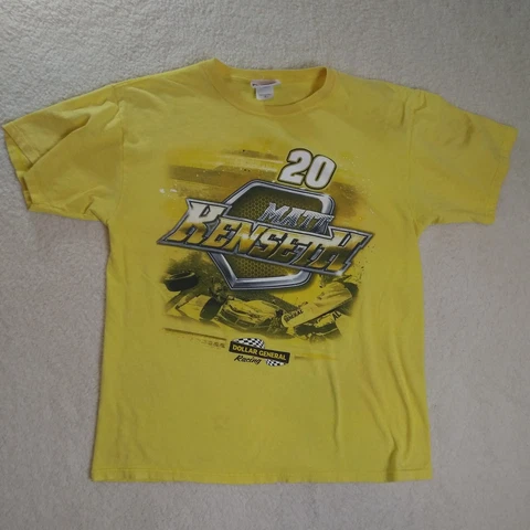 Matt Kenseth Shirt Mens Large Yellow Chase Nascar Double Sided Graphic *FLAWED* Cover