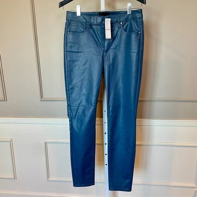 Pantalones de cuero azul vegano White House Black Market nuevos con etiquetas 8 moto WHBM montar Foto 1 de 4