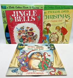 VTG Lot of 3 Christmas Disneyland A Little Golden Book & Record Lot Jingle Bells - Picture 1 of 14