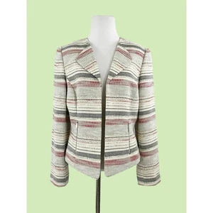 Giacca blazer Tahari by ASL 8 beige nero rosso tweed colletto ufficio carriera artistica - Foto 1 di 9