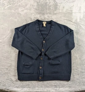 L.L.Bean Sweater Mens 2XL Navy Blue Cotton Cardigan Grandpa V Neck Classic Knit - Picture 1 of 11