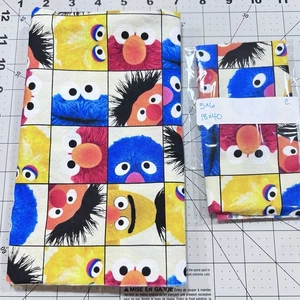Sesame Street Cotton Fabric 18X41W + Scrap Pieces Elmo Cookie Monster Grover - Picture 1 of 1