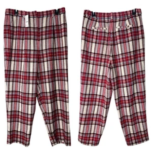 Neu J. Crew Nello Gori Wollmischung komplett gefüttert rot kariert Hose Größe 14 - Bild 1 von 13