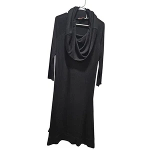 Soft Surroundings Black Cowl Neck Long Sleeve Maxi Dress Sz M Medium  - Picture 1 of 8