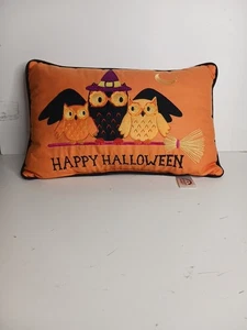 Halloween Kissen Hexeneule Filz Applikation Saisonale Wohndeko Lendenwirbel Grusel Hoot - Bild 1 von 13