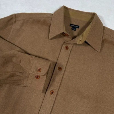 J Peterman Mens Camel Hair Wool Blend Long Sleeve Button Up Shirt Size L - Image 1 of 4