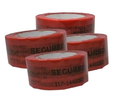 4 Roll Tamper Evident Tape Tapezon Secured Red Tape I17-1446062 If Open Appears. - Image 1 of 4