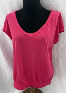 Camiseta Ann Taylor LOFT Rosa Brillante Manga Corta Algodón - Talla Pequeña - Imagen 1 de 2