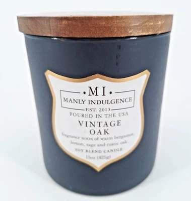 Vela de mecha de madera Manly Indulgence vintage de roble 1 15 oz Foto 1 de 4