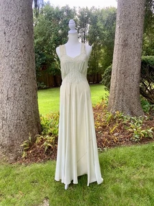 1940s Silk Nightgown Embroideredc - Vintage Lingerie Silk - Picture 1 of 13