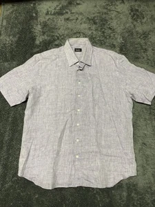 Neiman Marcus Shirt Men's Size XL fuchsia 100% Linen Summer Short Sleeve - Picture 1 of 9