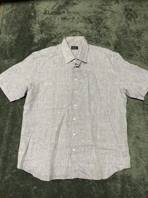 Neiman Marcus Shirt Men's Size XL fuchsia 100% Linen Summer Short Sleeve - Image 1 of 4