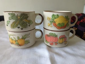1970s Vintage Ceramic Soup Mugs X 4 - Picture 1 of 20
