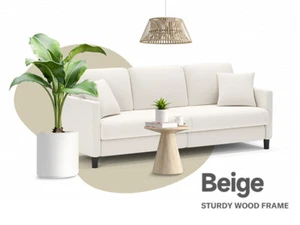 3 Sitzer Teddy Velvet Sofa Modern Couch Loveseat Settee Home Wohnzimmer Beige DE - Bild 1 von 16