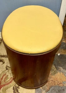 Retro Mid Century Modern Style Yellow Ottoman Stool - Picture 1 of 12