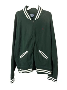 Polo by Ralph Lauren giacca maglia zip verde bosco righe bianche taglia XXL - Foto 1 di 5