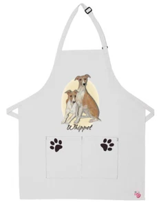 Whippet Dog Apron Two Pocket Bib Apron with Adj Neck - Picture 1 of 1